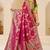 Rani pink gold zari weaving zari tissue silk saree with blouse