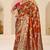 Rust brown gold zari weaving zari tissue silk saree with blouse