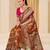 Rust brown gold zari weaving zari tissue silk saree with blouse