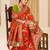 Orange gold zari weaving zari tissue silk saree with blouse
