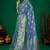 Steel blue gold zari weaving zari tissue silk saree with blouse