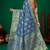 Steel blue gold zari weaving zari tissue silk saree with blouse