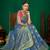 Steel blue gold zari weaving zari tissue silk saree with blouse