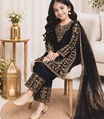 Kids Girls Top Palazzo with Dupatta Embroidery Work