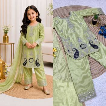 Kids Girls Top Palazzo with Dupatta Embroidery Work 3