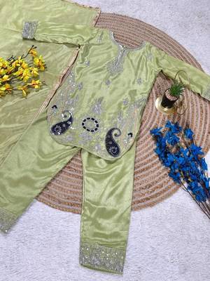 Kids Girls Top Palazzo with Dupatta Embroidery Work 4