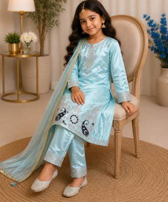 Kids Girls Top Palazzo with Dupatta Embroidery Work 3