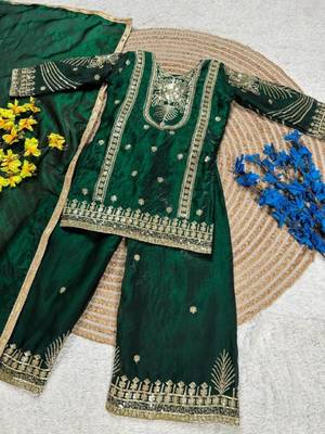 Kids Girls Top Palazzo with Dupatta Embroidery Work 3