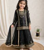 Kids Girls Top Palazzo with Dupatta Embroidery Work