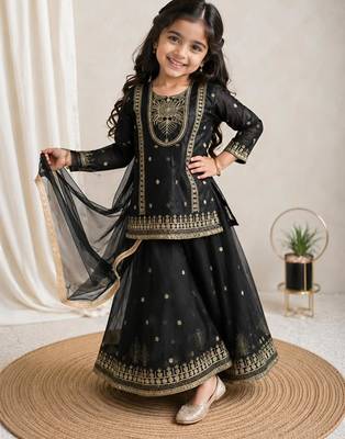 Kids Girls Top Palazzo with Dupatta Embroidery Work 2