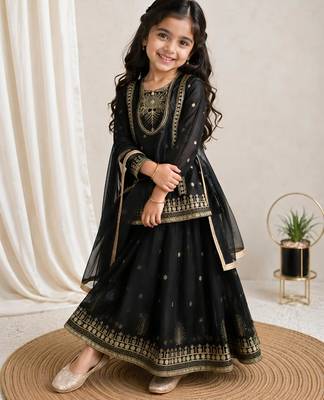 Kids Girls Top Palazzo with Dupatta Embroidery Work 3