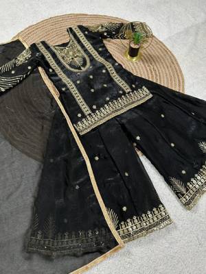 Kids Girls Top Palazzo with Dupatta Embroidery Work 4