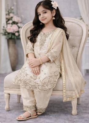 Kids Girls Top Palazzo with Dupatta Embroidery Work 2