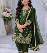 Kids Girls Top Palazzo with Dupatta Embroidery Work