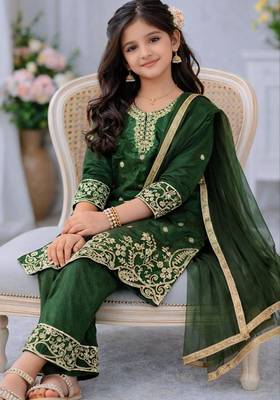 Kids Girls Top Palazzo with Dupatta Embroidery Work 2