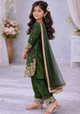 Kids Girls Top Palazzo with Dupatta Embroidery Work 3