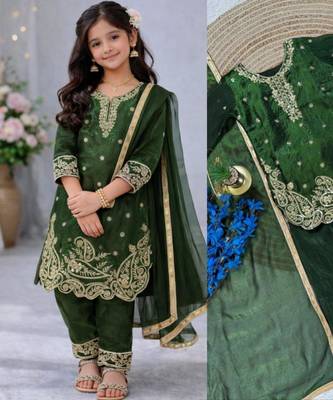 Kids Girls Top Palazzo with Dupatta Embroidery Work 4