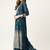 Women teal green georgette sequins embroidered party wear gown