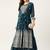 Women teal green georgette sequins embroidered party wear gown
