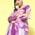 Floral printed organza kurta with dupatta