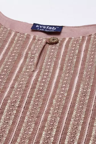 Women brown yoke design keyhole neck georgette kurta