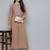 Women brown yoke design keyhole neck georgette kurta