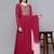 Women red embroidered georgette kurta with attached dupatta
