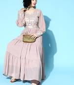 Women lavender georgette shimmer & sequin kurta