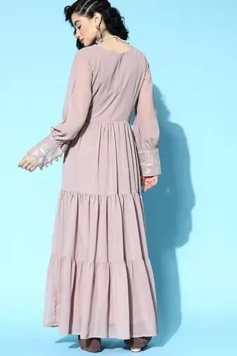 Women lavender georgette shimmer & sequin kurta