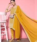 Women ethnic motifs poly georgette print parade kurta set