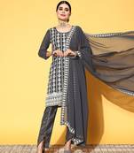 Women ethnic motifs poly-georgette hyper texture kurta set
