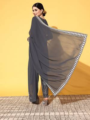 Women ethnic motifs poly-georgette hyper texture kurta set 3