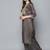Women charcoal grey ethnic motifs embroidered sequinned kurta with trousers
