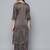 Women charcoal grey ethnic motifs embroidered sequinned kurta with trousers