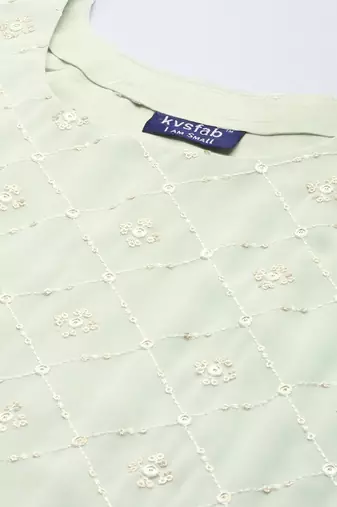 Women green ethnic motifs embroidered regular gotta patti kurta with sharara & with dupatta