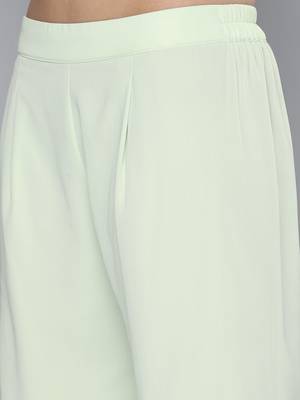 Women green ethnic motifs embroidered regular gotta patti kurta with sharara & with dupatta 3