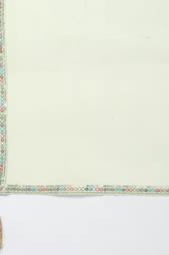 Women green ethnic motifs embroidered regular gotta patti kurta with sharara & with dupatta