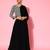 Women black floral embroidered regular sequinned top with skirt