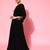 Women black floral embroidered regular sequinned top with skirt