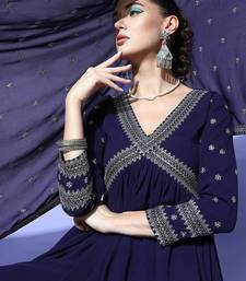 Women alia cut ethnic motifs embroidered sequinned kurta with trousers & dupatta