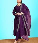 V-neck pleated sequinned a-line kurta with trousers & dupatta