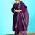 V-neck pleated sequinned a-line kurta with trousers & dupatta