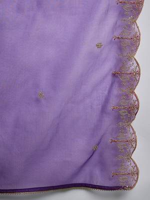 Women ethnic motifs embroidered panelled kurta with palazzos & with dupatta 4