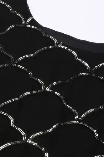 Women black sequin embroidered kurti with sharara & dupatta