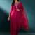Floral embroidered v-neck thread work straight kurta with trousers and dupatta