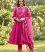 Women ethnic motifs embroidered empire gotta patti kurta with trousers & with dupatta