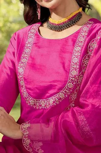 Women ethnic motifs embroidered empire gotta patti kurta with trousers & with dupatta