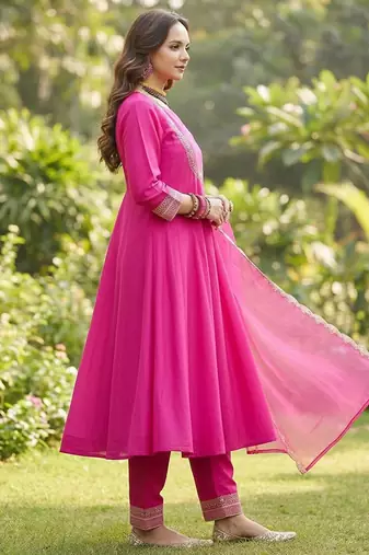 Women ethnic motifs embroidered empire gotta patti kurta with trousers & with dupatta