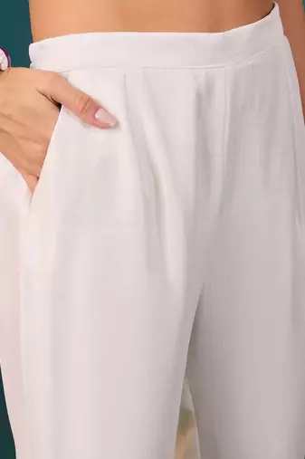 Zari v-neck straight kurta with trousers with dupatta
