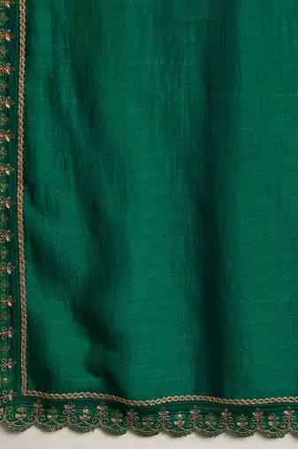 Women ethnic motifs embroidered pleated thread work kurta with trousers & with dupatta